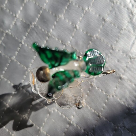 Glass Hummingbird Figurine With Flower Display - Picture 3 of 5